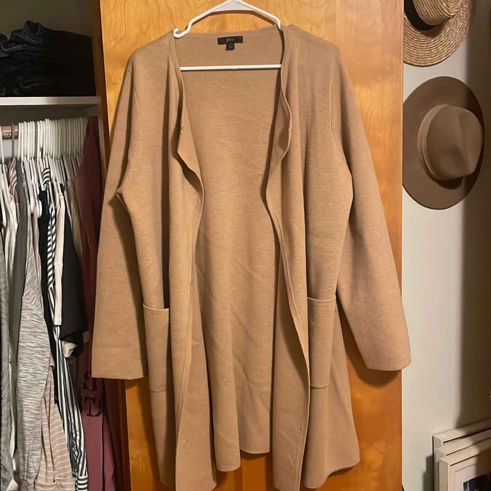 J. Crew Juliette Collarless Sweater Blazer- Hthr Khaki